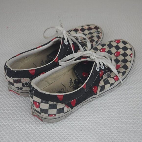 Vans It Losers Club Checkerboard Sneakers White Black Red  Womens 7.5 US Mens 6 - Picture 9 of 10